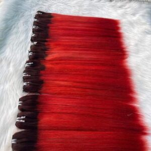 ASARA HAIR Ombre Red Colored Bone Straight Style, Silky Human Hair, Vietnamese Hair