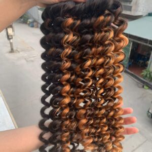 ASARA HAIR Piano Brown Water Curly, 18 inches, Vietnamese Human Hair