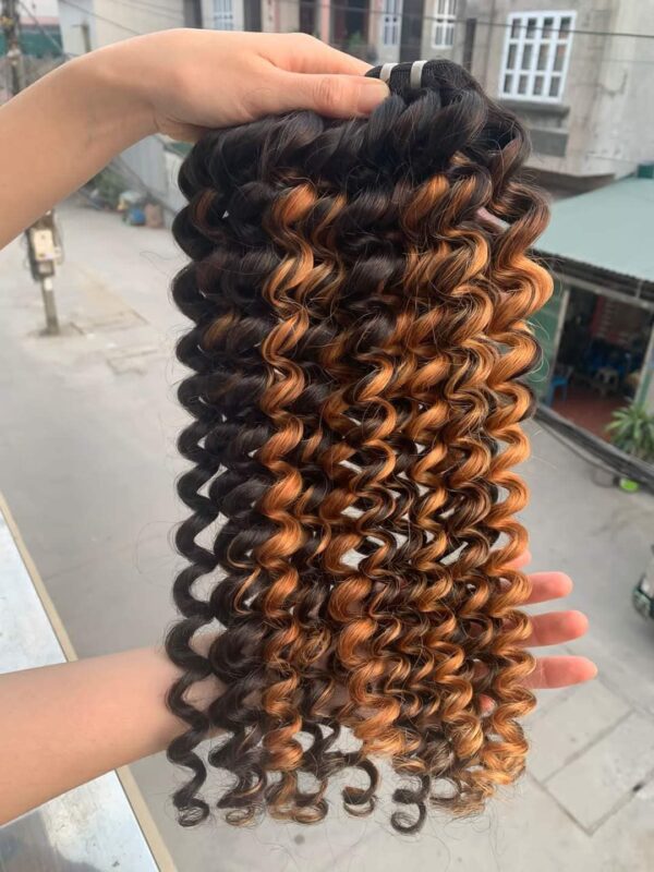 ASARA HAIR Piano Brown Water Curly, 18 inches, Vietnamese Human Hair