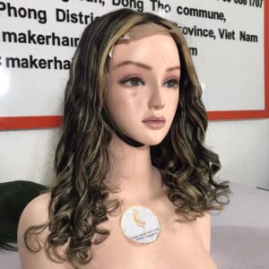 ASARA HAIR Piano Colored Wig, Finger Curly Style, 100% Vietnamese human hair