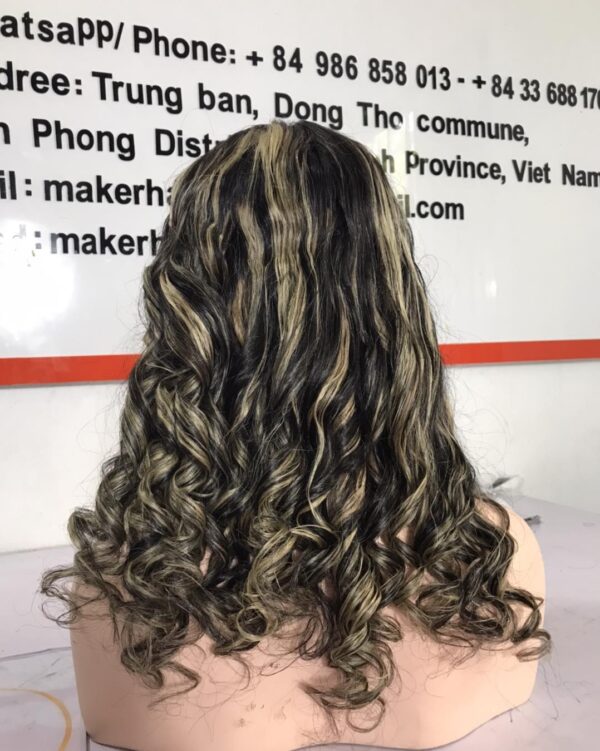 ASARA HAIR Piano Colored Wig, Finger Curly Style, 100% Vietnamese human hair