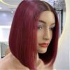 10'' Burgundy Color Bone Straight Wig with 2×4 closure